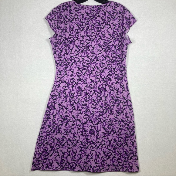 Athleta Women’s A-Line Mini Dress Faux Wrap V-Neck Cap Sleeve MP Purple - Picture 4 of 11